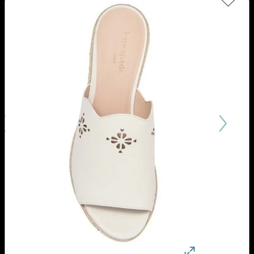 Kate Spade new York Tia Espadrille Wedge Leather Sandals White 6